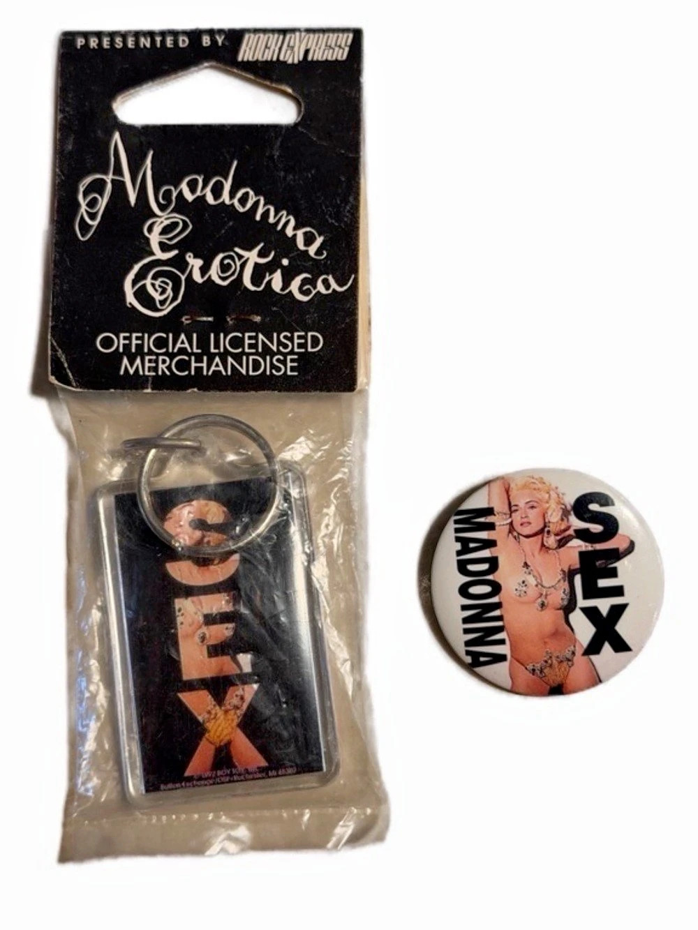 Madonna Erotica Official Licensed Merchandise BNWT Keychain & Pin Set Keychain
